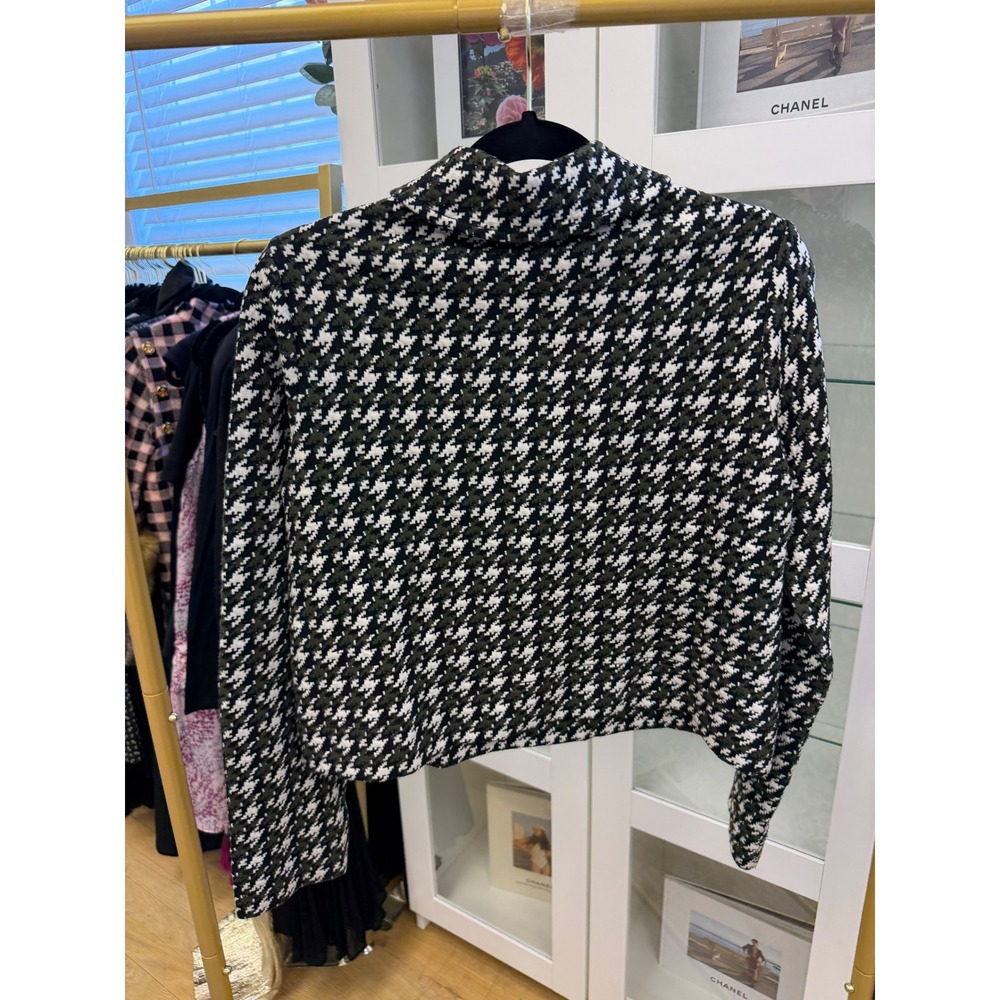 ME+EM Houndstooth Wide Box Top Women Sz 4 EUC Designer Crop Zip Pullover - Picture 11 of 16